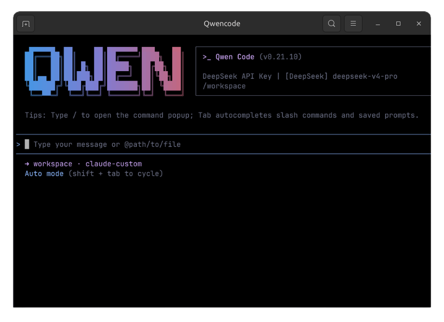 Screenshot of VibePod workflow with Qwen Code.
